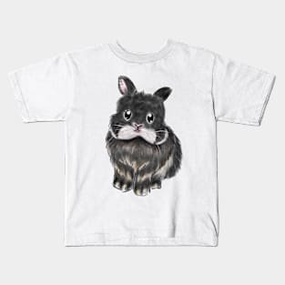 Fluffy Furry Black Rabbit _ Bunniesmee Kids T-Shirt